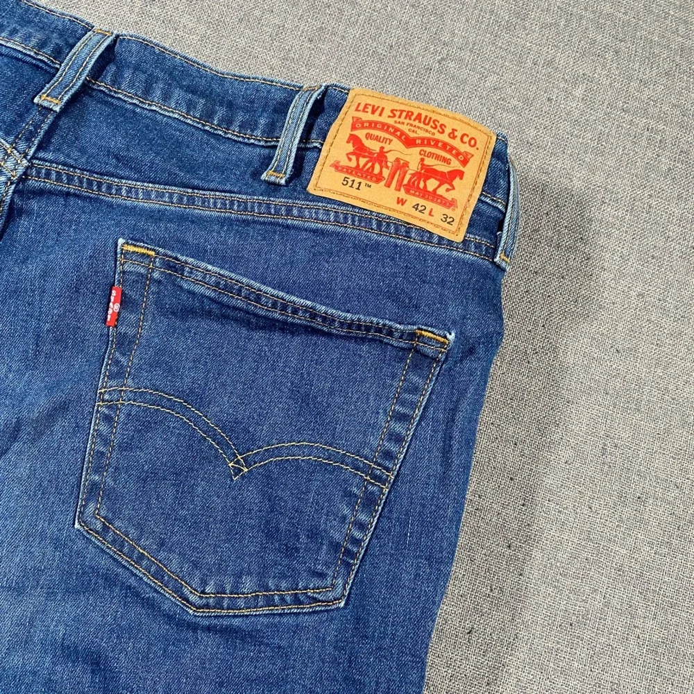 Levi's 511 Slim Fit Jeans Mens W42 L32 Blue Stretch Denim 04511-1163